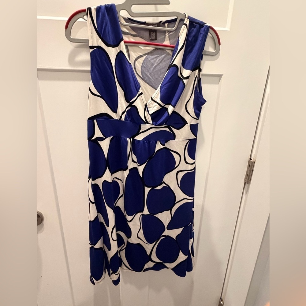 Kenneth Cole Reaction Blue Abstract Dress Women’s XS Sleeveless V-Neck